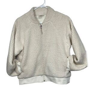 Calia by Carrie Underwood Ivory Sherpa Zip Bomber Small